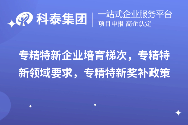 專精特新企業培育梯次，專精特新領域要求，專精特新獎補政策