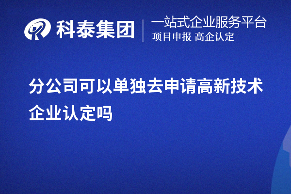 分公司可以單獨去申請高新技術企業認定嗎