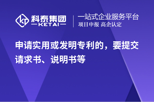 申請實用或發明專利的，要提交請求書、說明書等