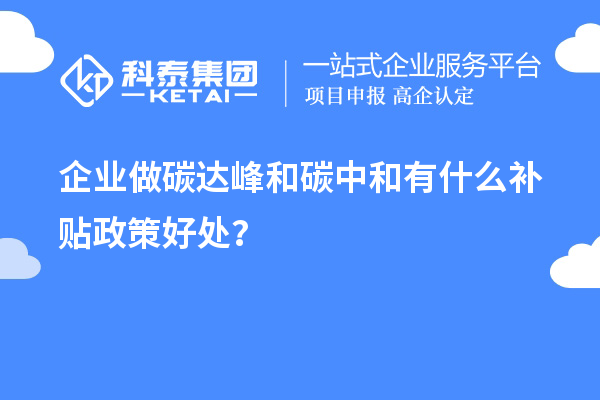 企業做碳達峰和碳中和有什么補貼政策好處？