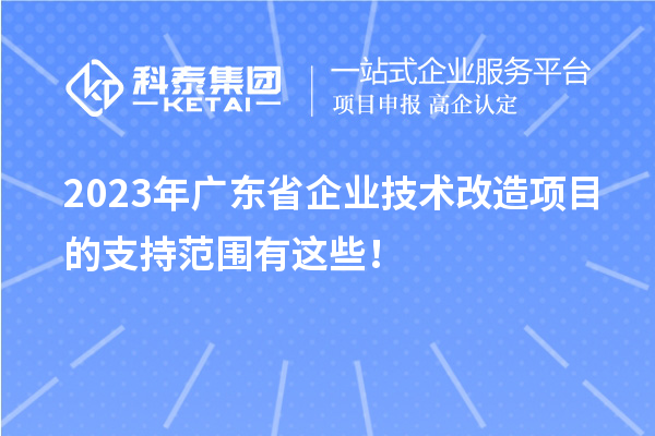 2023年廣東省企業技術改造項目的支持范圍有這些！