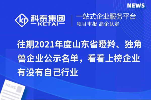 往期2021年度山東省瞪羚、獨角獸企業公示名單，看看上榜企業有沒有自己行業