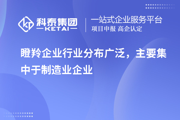 瞪羚企業行業分布廣泛，主要集中于制造業企業