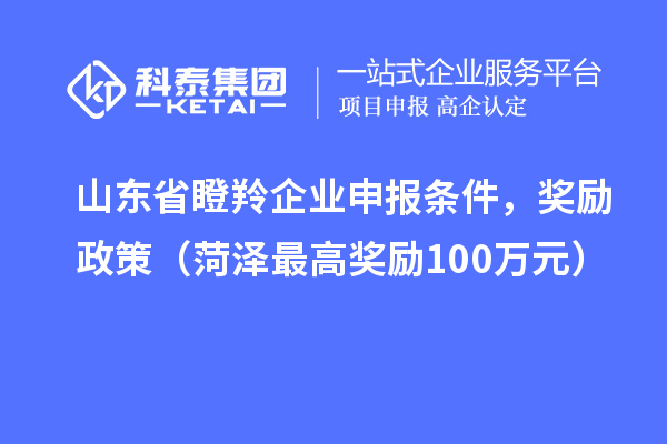 山東省瞪羚企業申報條件，獎勵政策（菏澤最高獎勵100萬元）