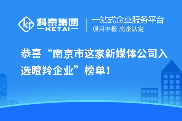恭喜“南京市這家新媒體公司入選瞪羚企業”榜單！