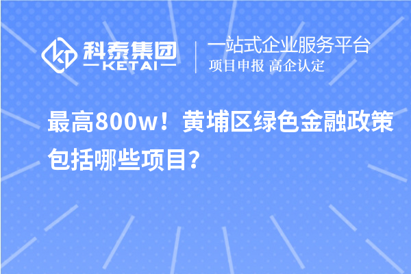 最高800w！黃埔區綠色金融政策包括哪些項目？