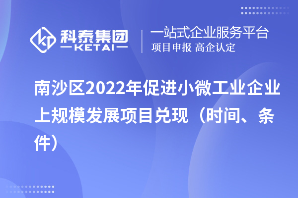 南沙區2022年促進小微工業企業上規模發展項目兌現（時間、條件）