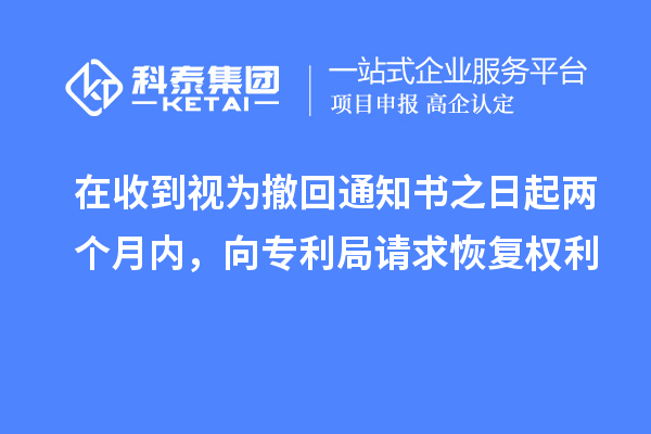 在收到視為撤回通知書之日起兩個月內，向專利局請求恢復權利