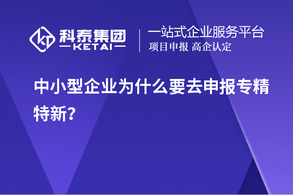 中小型企業為什么要去申報專精特新？