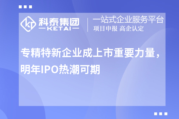 專精特新企業成上市重要力量，明年IPO熱潮可期