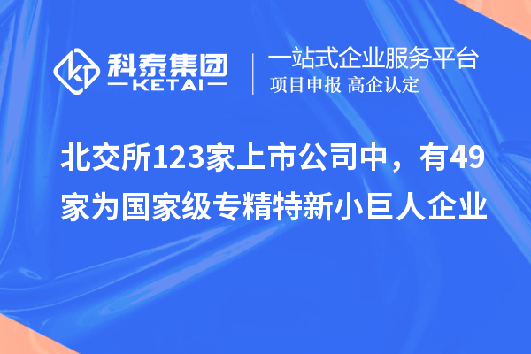 北交所123家上市公司中，有49家為國家級專精特新小巨人企業