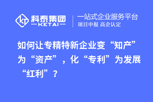如何讓專精特新企業變“知產”為“資產”，化“專利”為發展“紅利”？