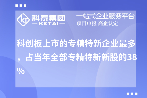 科創板上市的專精特新企業最多，占當年全部專精特新新股的38%