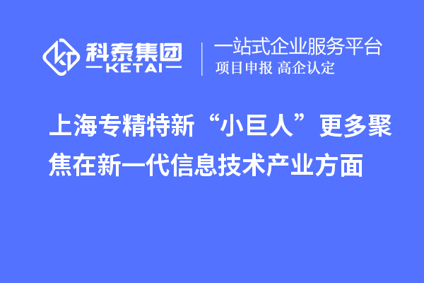 上海專精特新“小巨人”更多聚焦在新一代信息技術產業方面