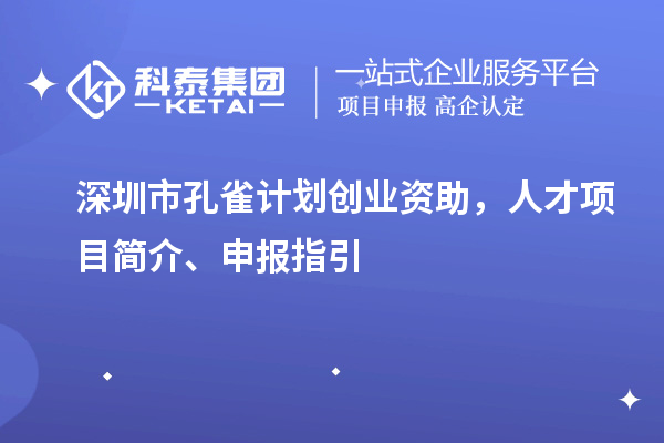 深圳市孔雀計劃創業資助，人才項目簡介、申報指引