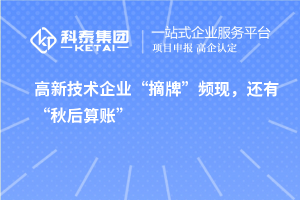 高新技術企業“摘牌”頻現，還有“秋后算賬”
