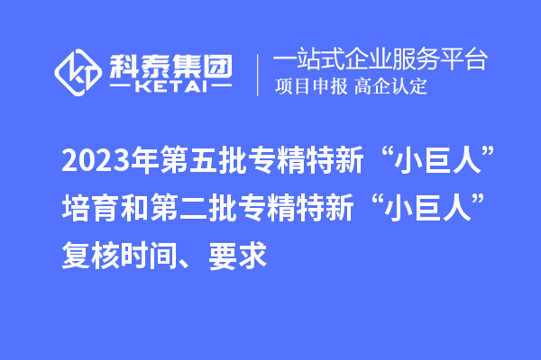 2023年第五批專精特新“小巨人”培育和第二批專精特新“小巨人”復核時間、要求