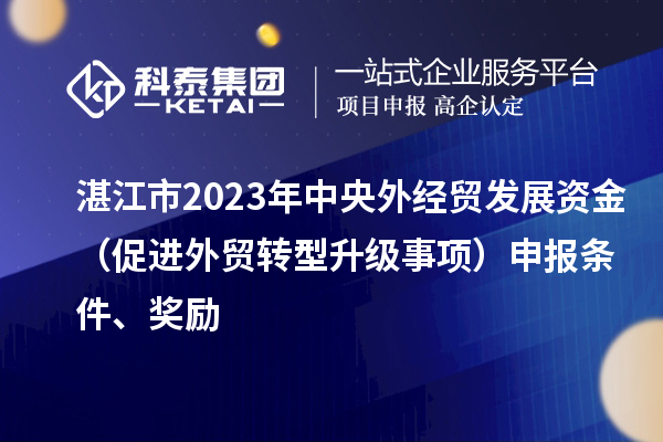 湛江市2023年中央外經貿發展資金（促進外貿轉型升級事項）申報條件、獎勵