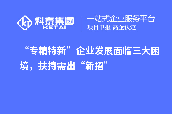“專精特新”企業發展面臨三大困境，扶持需出“新招”