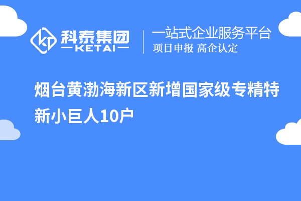 煙臺黃渤海新區新增國家級專精特新小巨人10戶