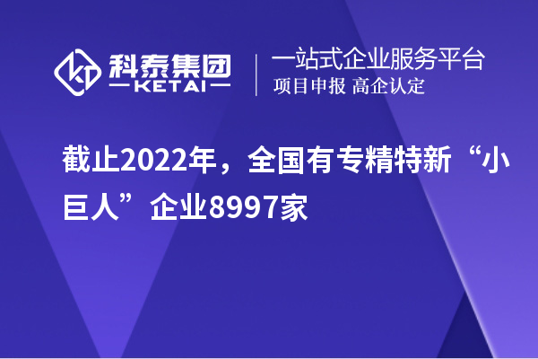 截止2022年，全國有專精特新“小巨人”企業8997家
