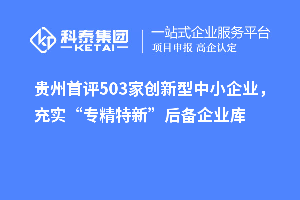 貴州首評503家創新型中小企業，充實“專精特新”后備企業庫