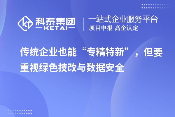 傳統企業也能“專精特新”，但要重視綠色技改與數據安全