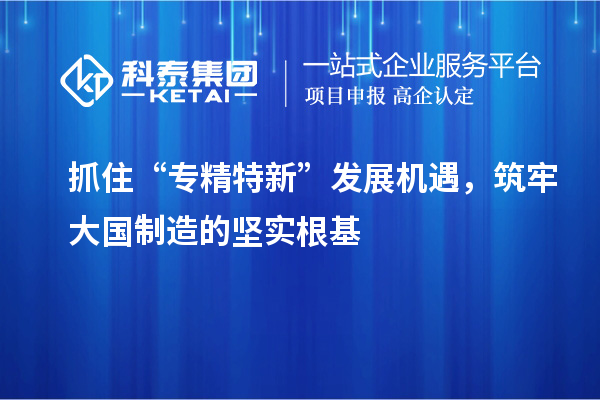 抓住“專精特新”發展機遇，筑牢大國制造的堅實根基