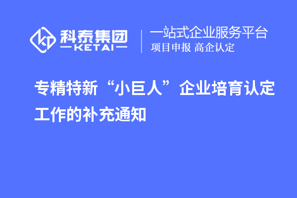 專精特新“小巨人”企業培育認定工作的補充通知