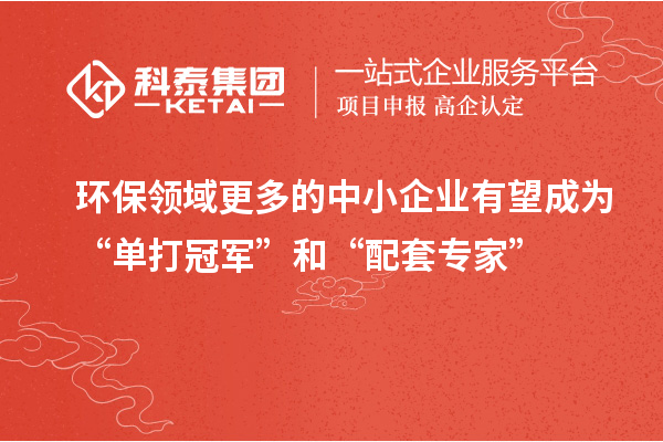 環保領域更多的中小企業有望成為“單打冠軍”和“配套專家”