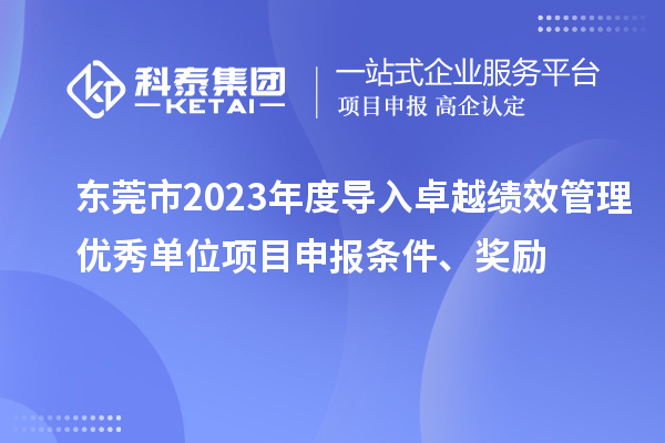 東莞市2023年度導入卓越績效管理優秀單位項目申報條件、獎勵