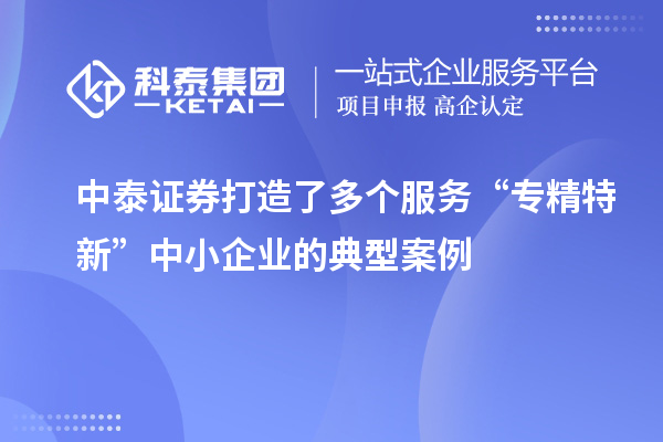 中泰證券打造了多個服務“專精特新”中小企業的典型案例