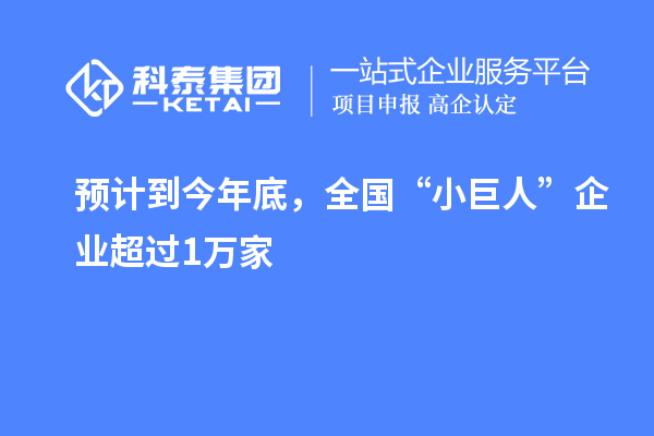 預計到今年底，全國“小巨人”企業超過1萬家