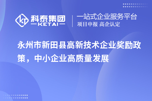 永州市新田縣高新技術企業獎勵政策，中小企業高質量發展