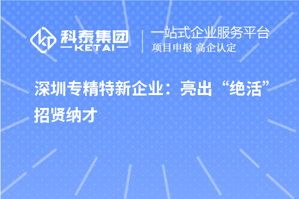 深圳專精特新企業：亮出“絕活” 招賢納才