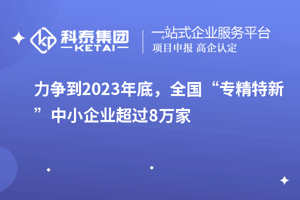 力爭到2023年底，全國“專精特新”中小企業超過8萬家