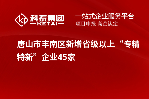 唐山市豐南區新增省級以上“專精特新”企業45家