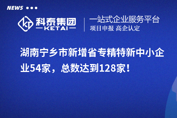 湖南寧鄉市新增省專精特新中小企業54家，總數達到128家！