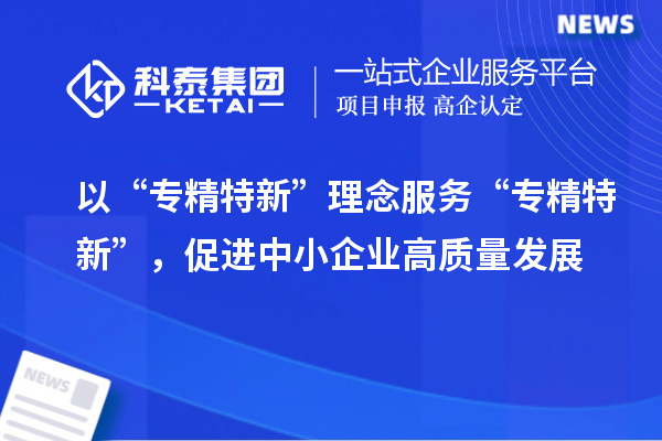 以“專精特新”理念服務“專精特新”，促進中小企業高質量發展