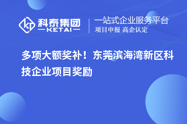 多項大額獎補！東莞濱海灣新區科技企業項目獎勵