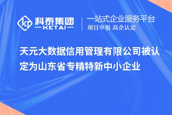 天元大數據信用管理有限公司被認定為山東省專精特新中小企業