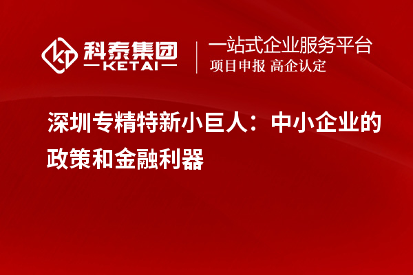 深圳專精特新小巨人：中小企業的政策和金融利器
