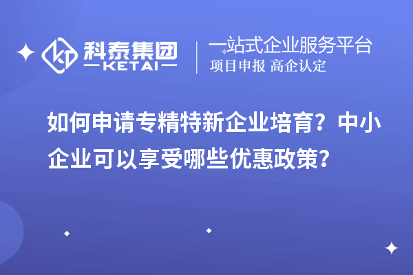 如何申請專精特新企業培育？中小企業可以享受哪些優惠政策？