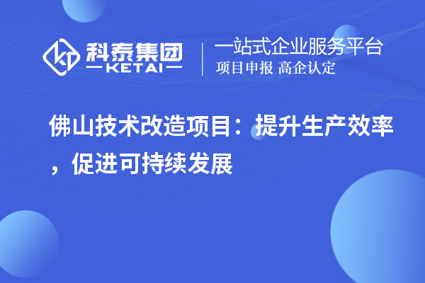  佛山技術改造項目：提升生產效率，促進可持續發展