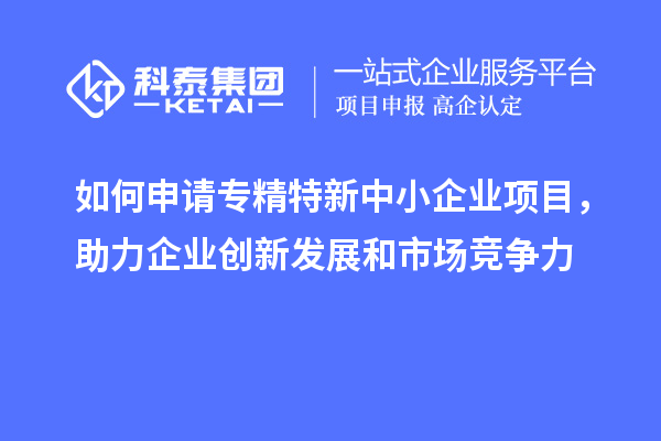 如何申請專精特新中小企業項目，助力企業創新發展和市場競爭力