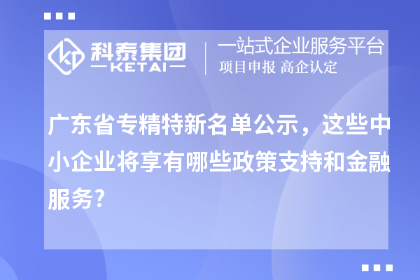 廣東省專精特新名單公示，這些中小企業將享有哪些政策支持和金融服務?