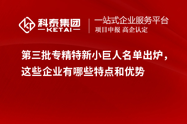 第三批專精特新小巨人名單出爐，這些企業有哪些特點和優勢