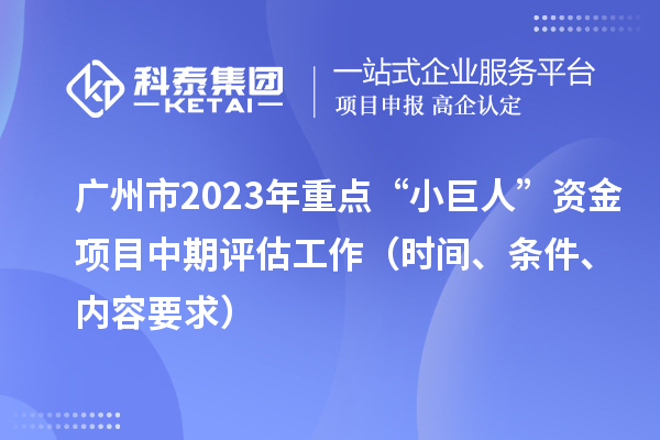 廣州市2023年重點“小巨人”資金項目中期評估工作（時間、條件、內容要求）