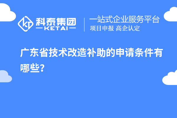 廣東省技術改造補助的申請條件有哪些？