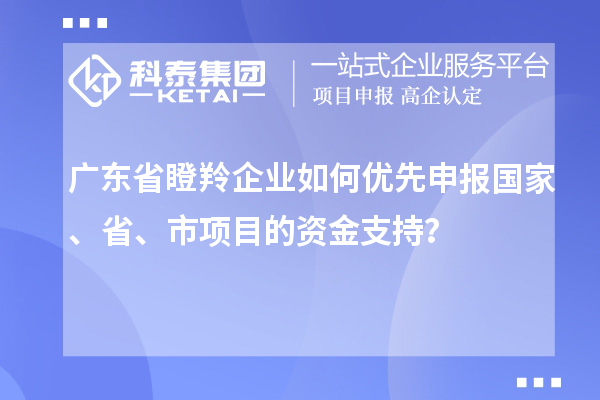 廣東省瞪羚企業如何優先申報國家、省、市項目的資金支持？